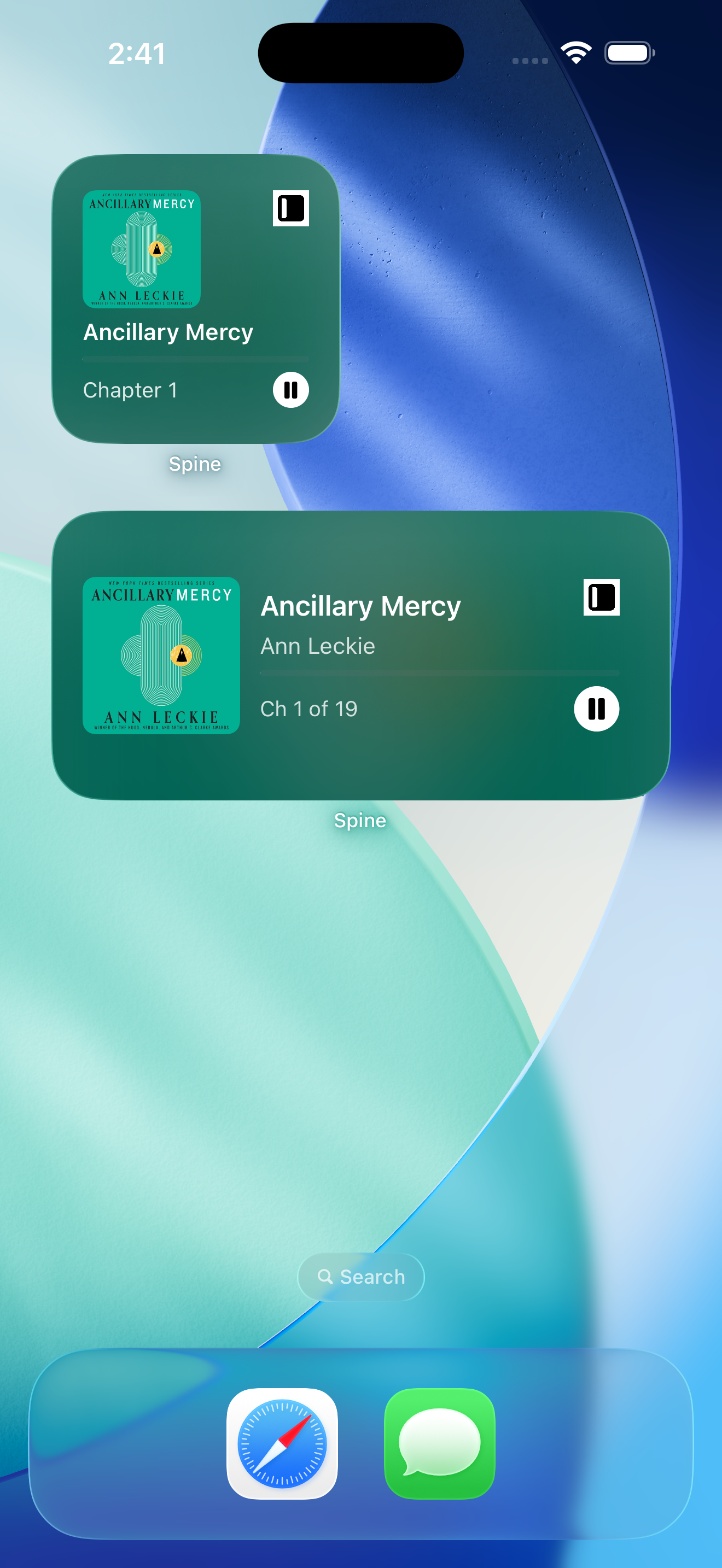 Spine Resume button in iOS Control Center